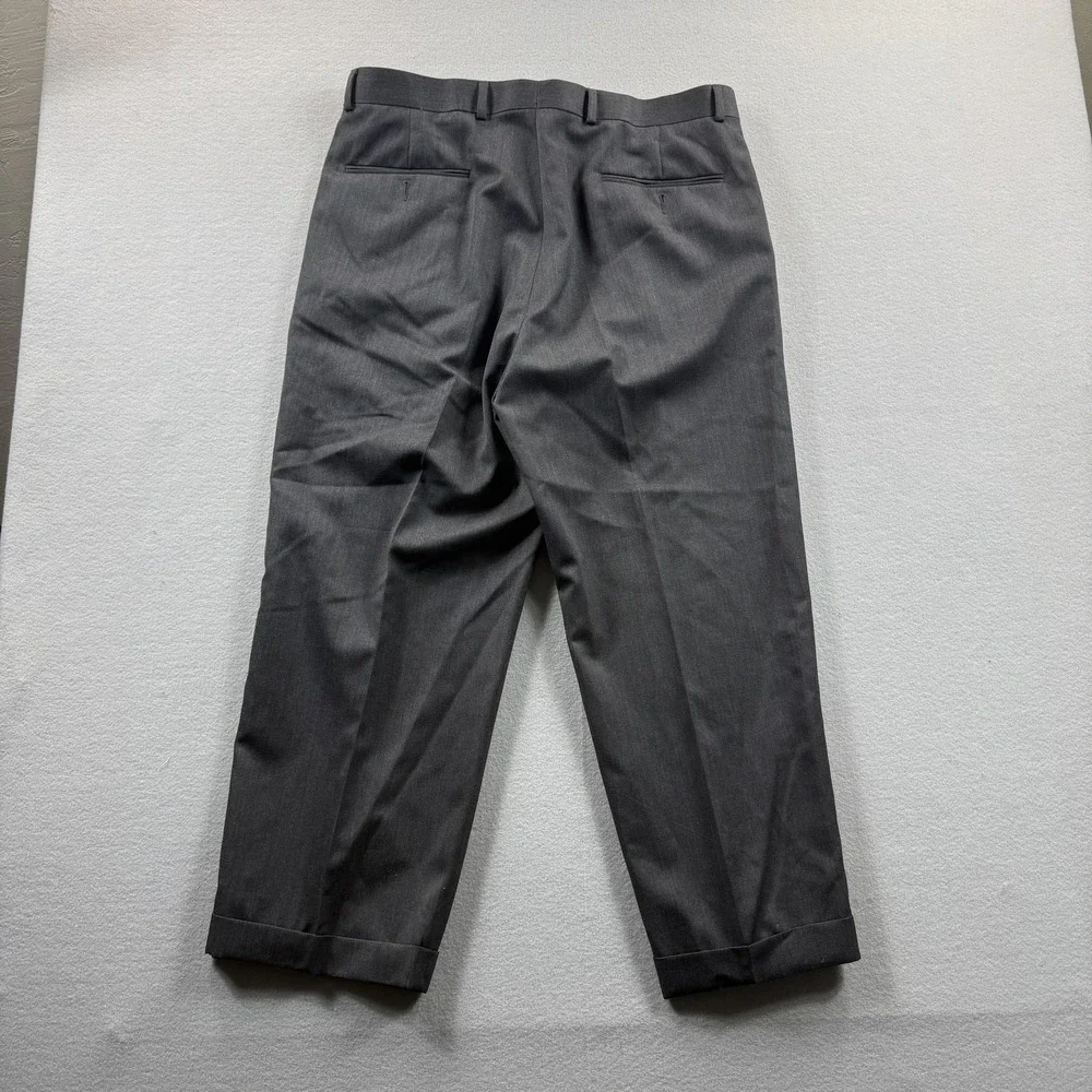 Joseph & Feiss International Pants Mens 36x32 (Fit 36x26) Gray Wool Dress Cuffed